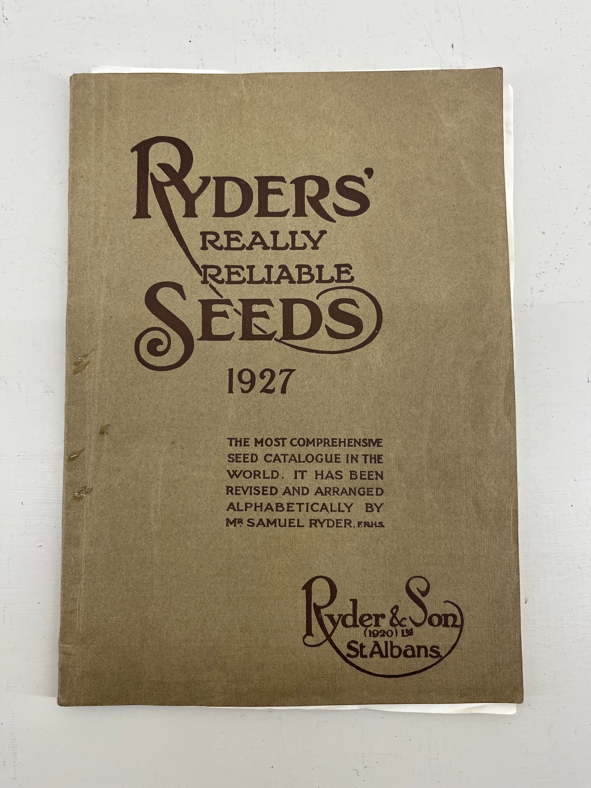 Ryders Seeds Catalogue, 1927
