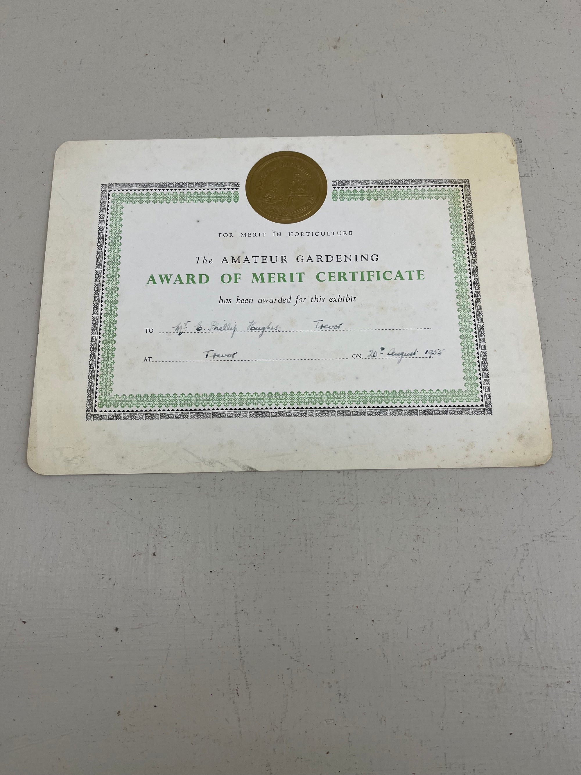 Amateur Gardening Award of Merit