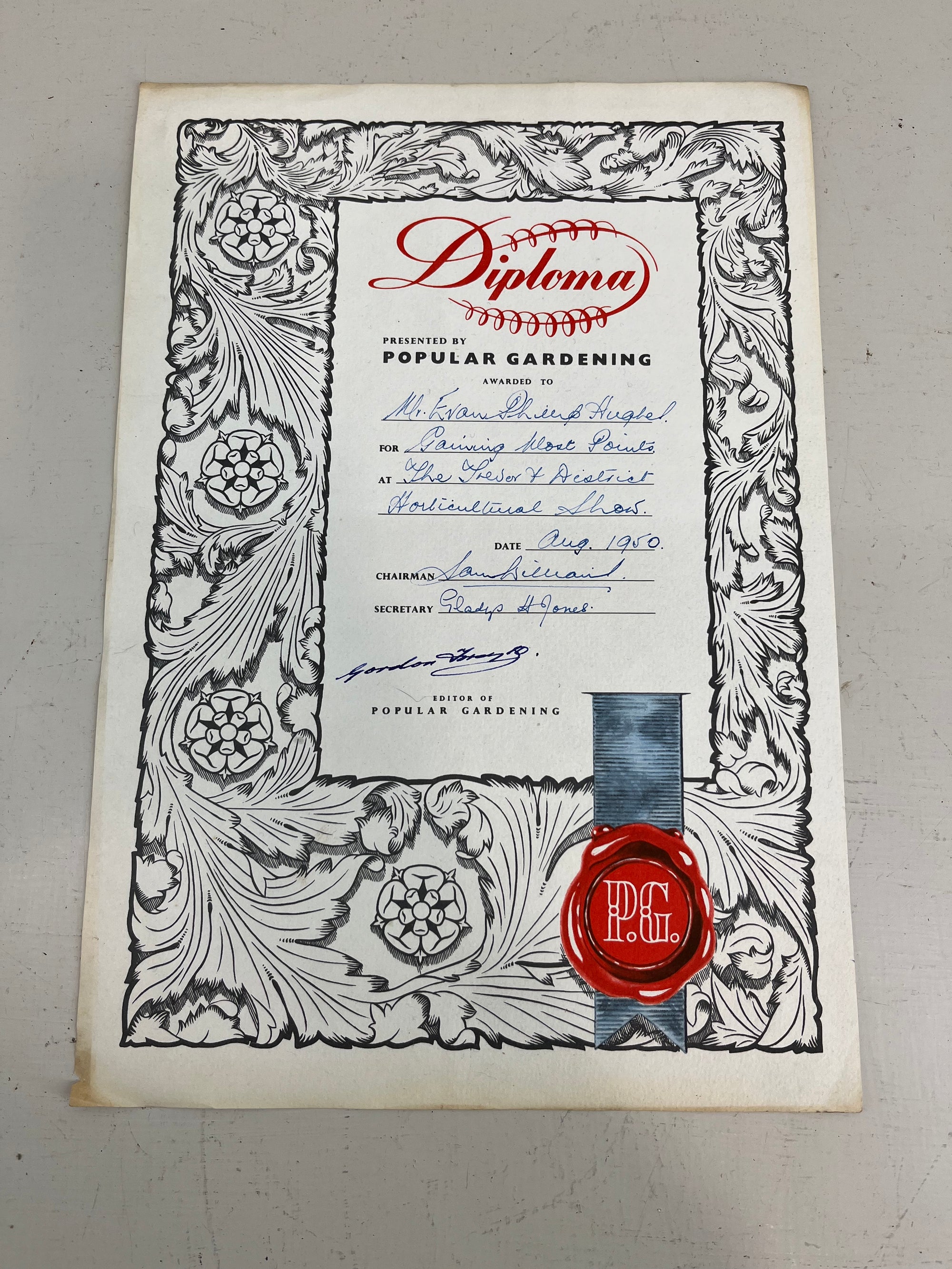 Horticultural Show Certificate