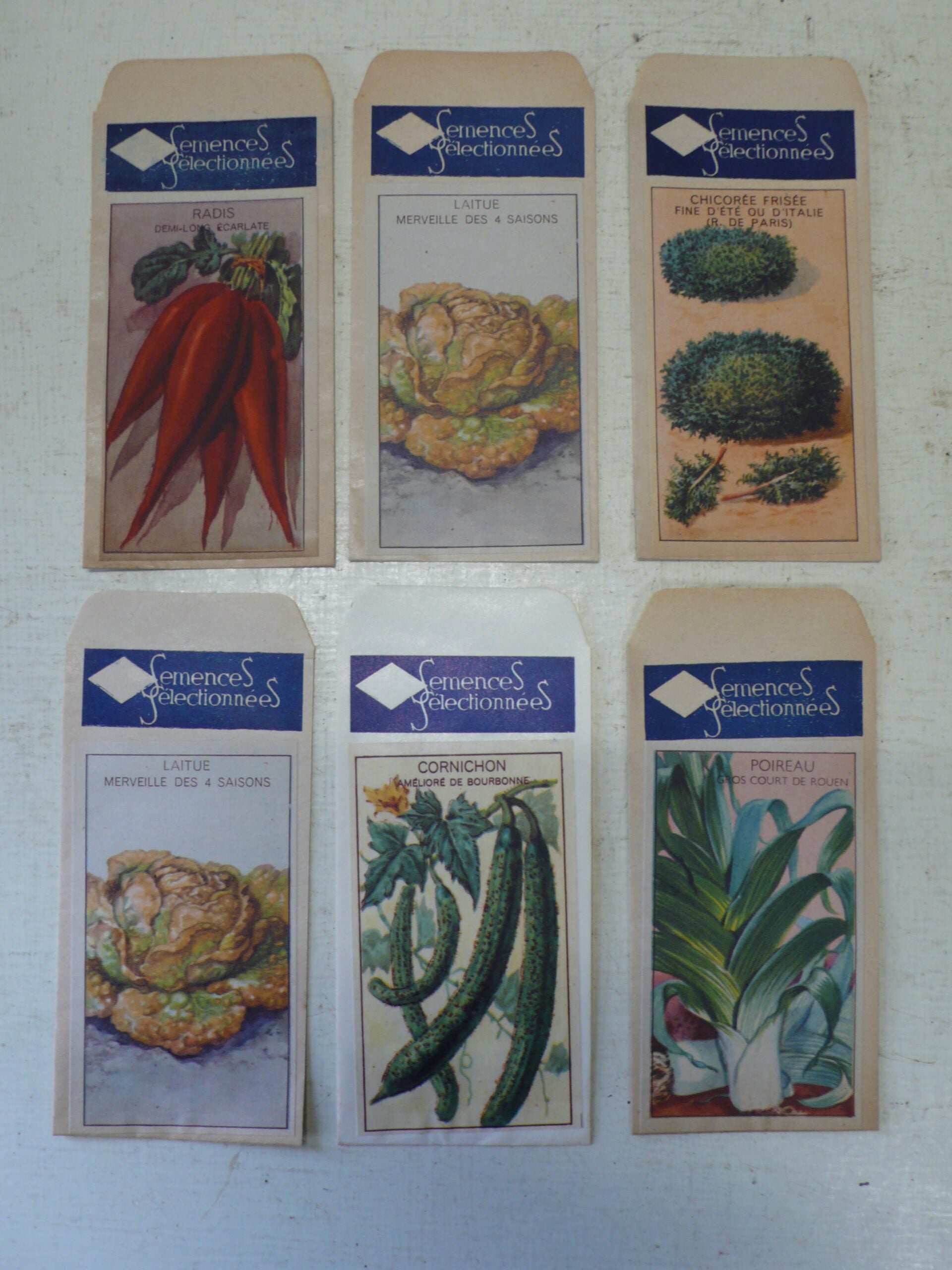 Set of French Vegetable Seed Packets