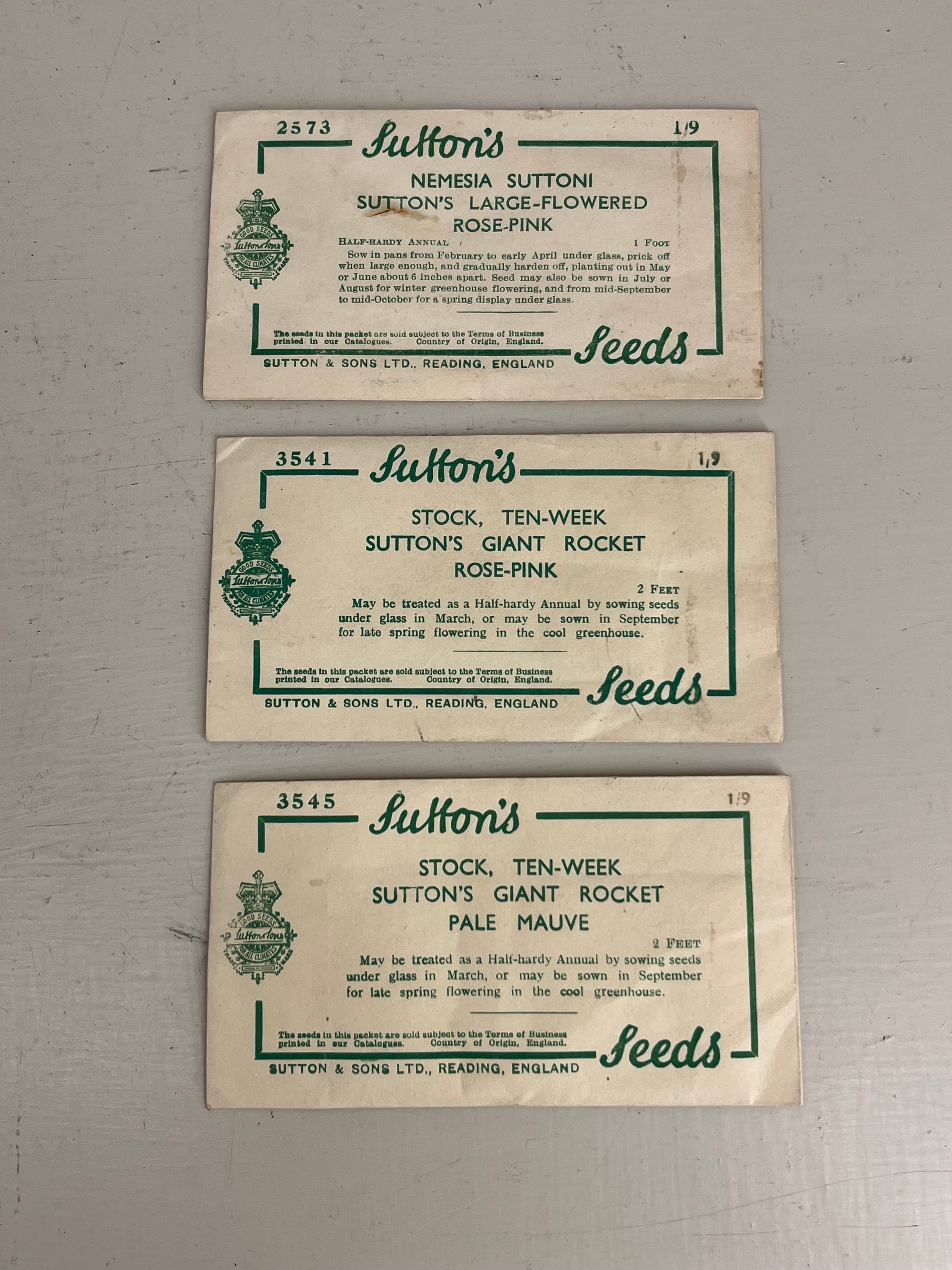 Vintage Suttons Seed Packets