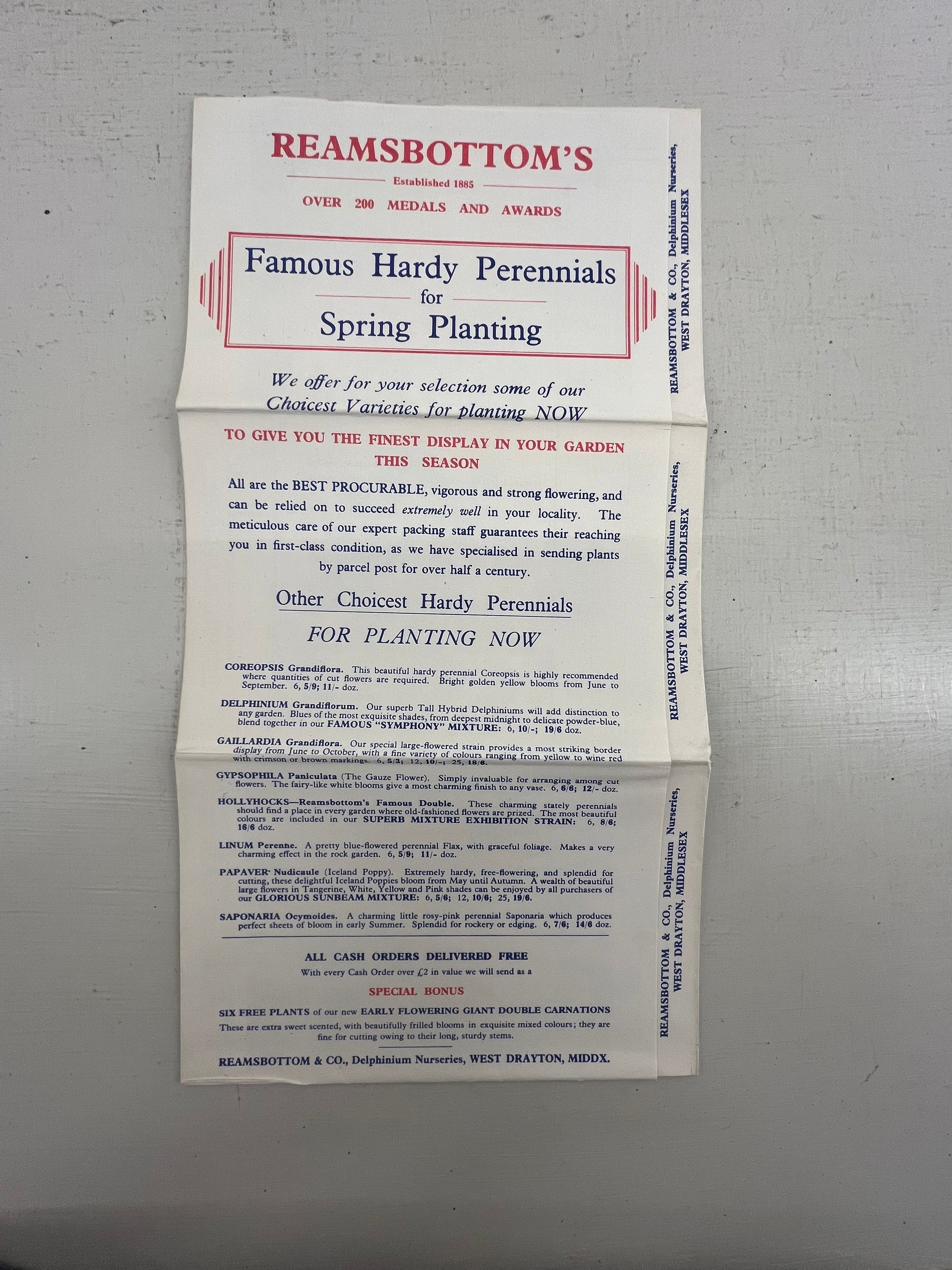 Reamsbottoms Nursery Leaflet