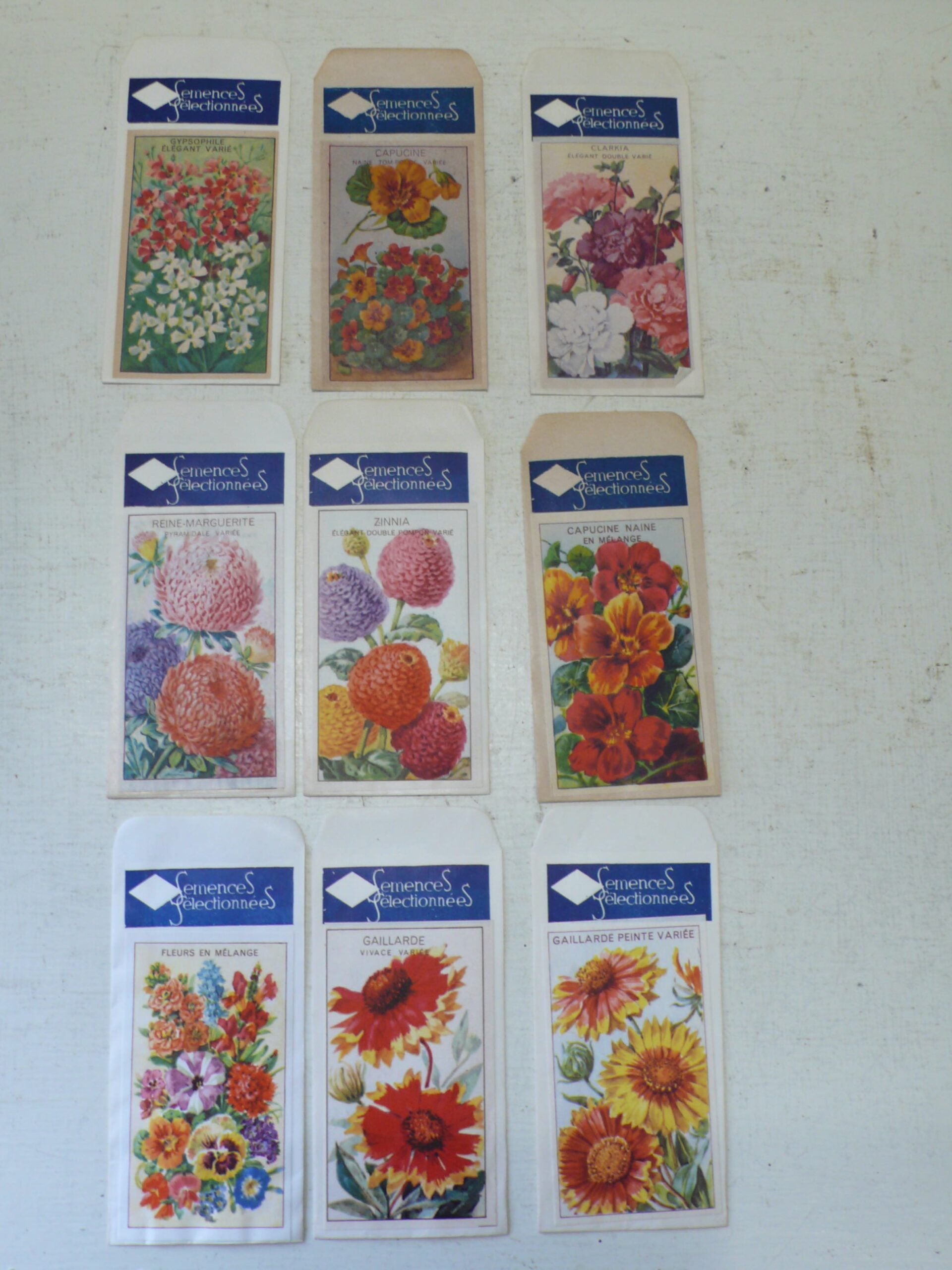 Set of French Flower Seed Packets