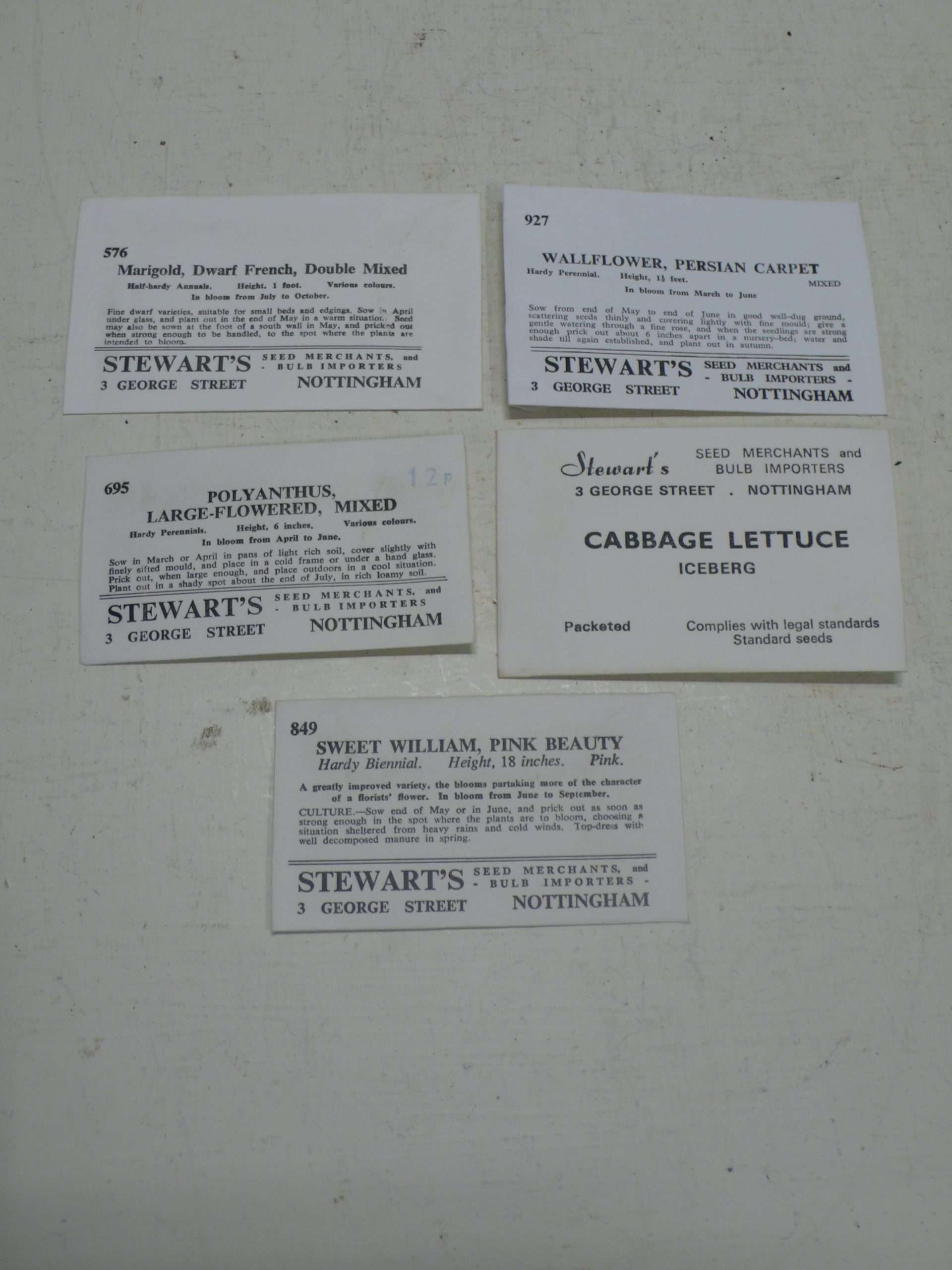 Vintage Stewarts Seed Packets