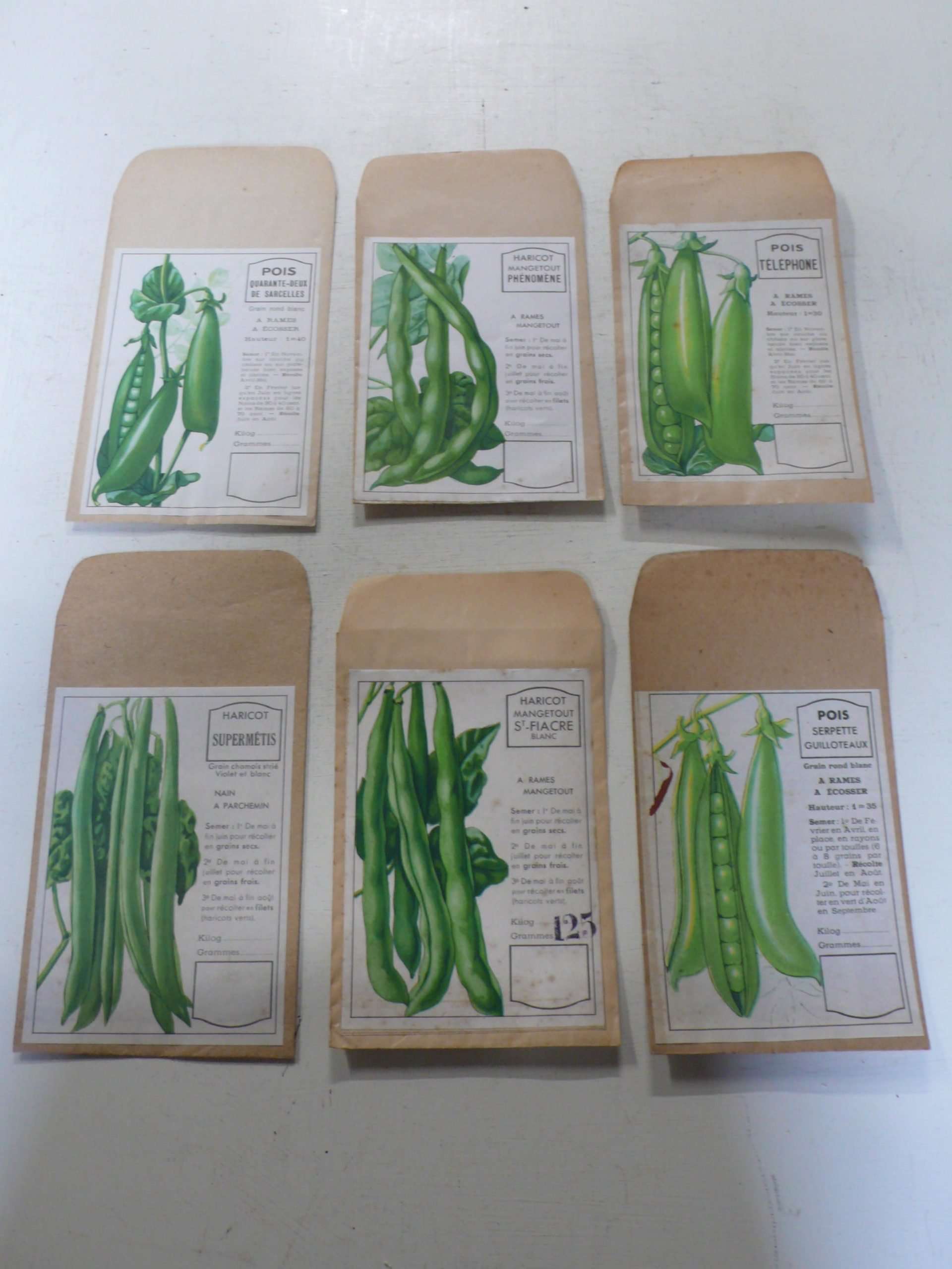 Vintage French Pea and Bean Seed Packets