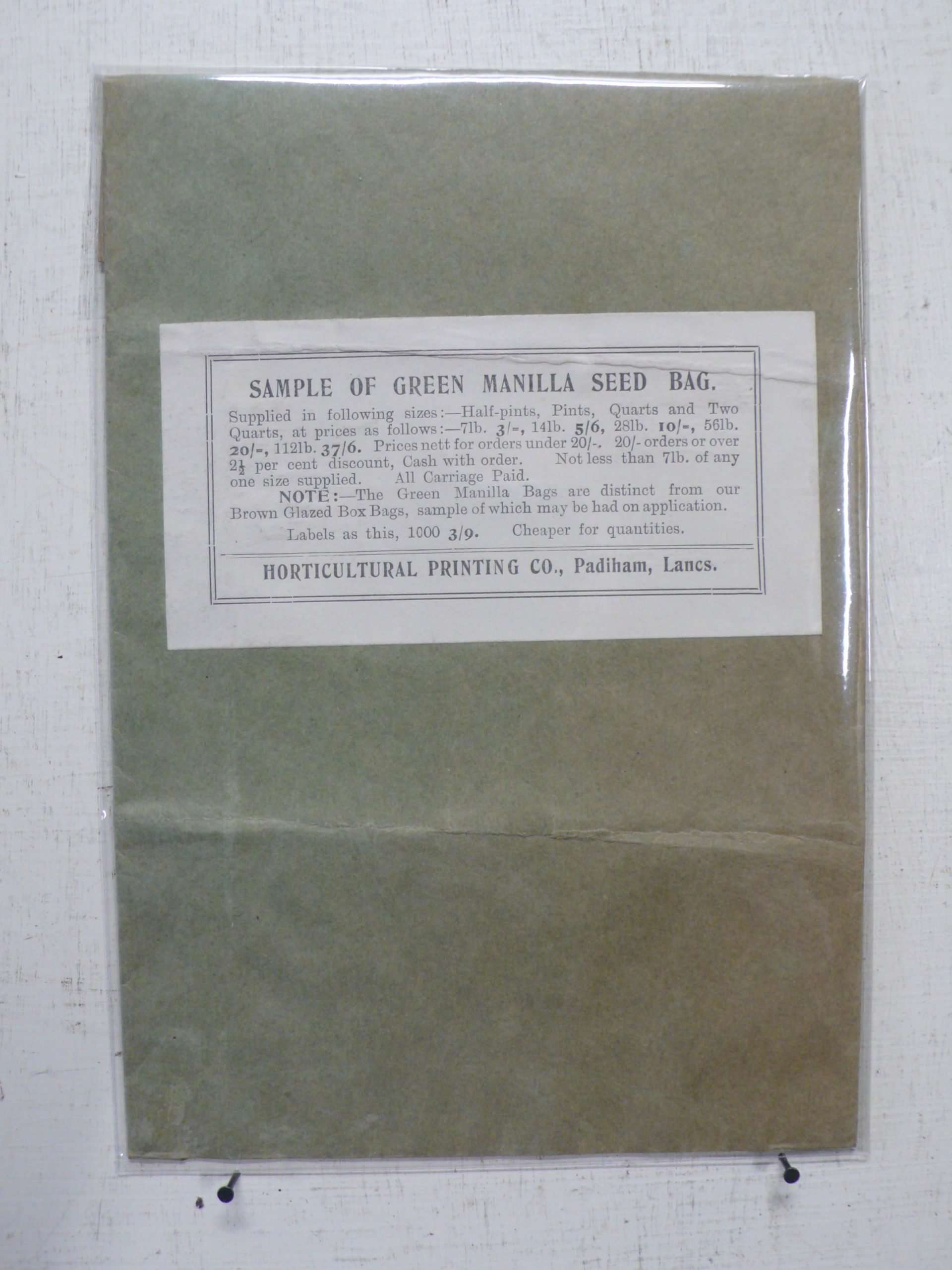 Sample of Green Manilla Seed Bag