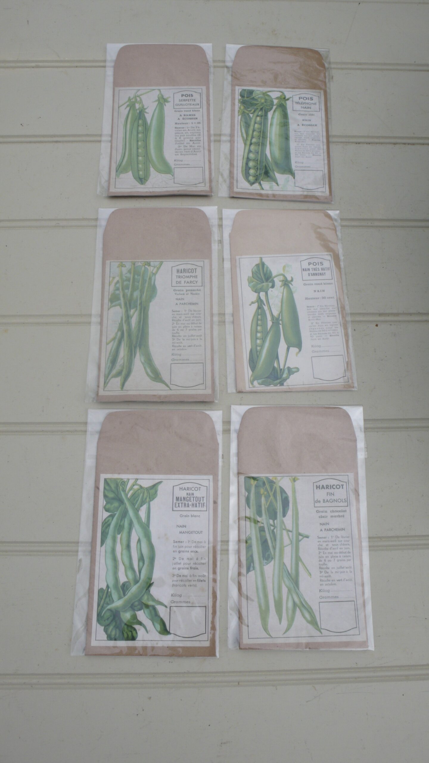 Vintage French Pea and Bean Seed Packets